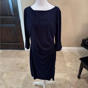 Chaps Dark Blue Long Sleeve Dress